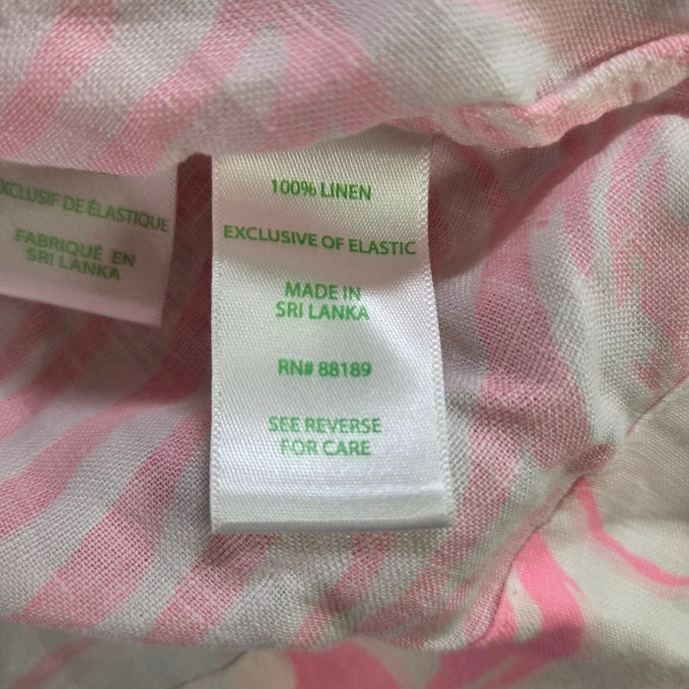 Lilly Pulitzer Mialeigh Elbow Top Glisten in the Sun Rousseau Pink 100% Linen 00